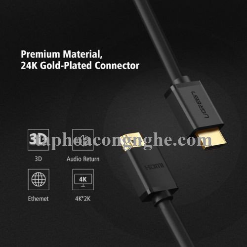 Ugreen 40593 60M màu Đen Cáp tín hiệu HDMI chuẩn 1.4 hỗ trợ phân giải 4K * 2K HD104 30040593